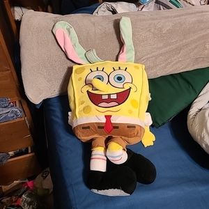 131926 RARE Sponge Bob Squarepants Easter Bunny Ears Plush Stuffed Animal 26 inc
